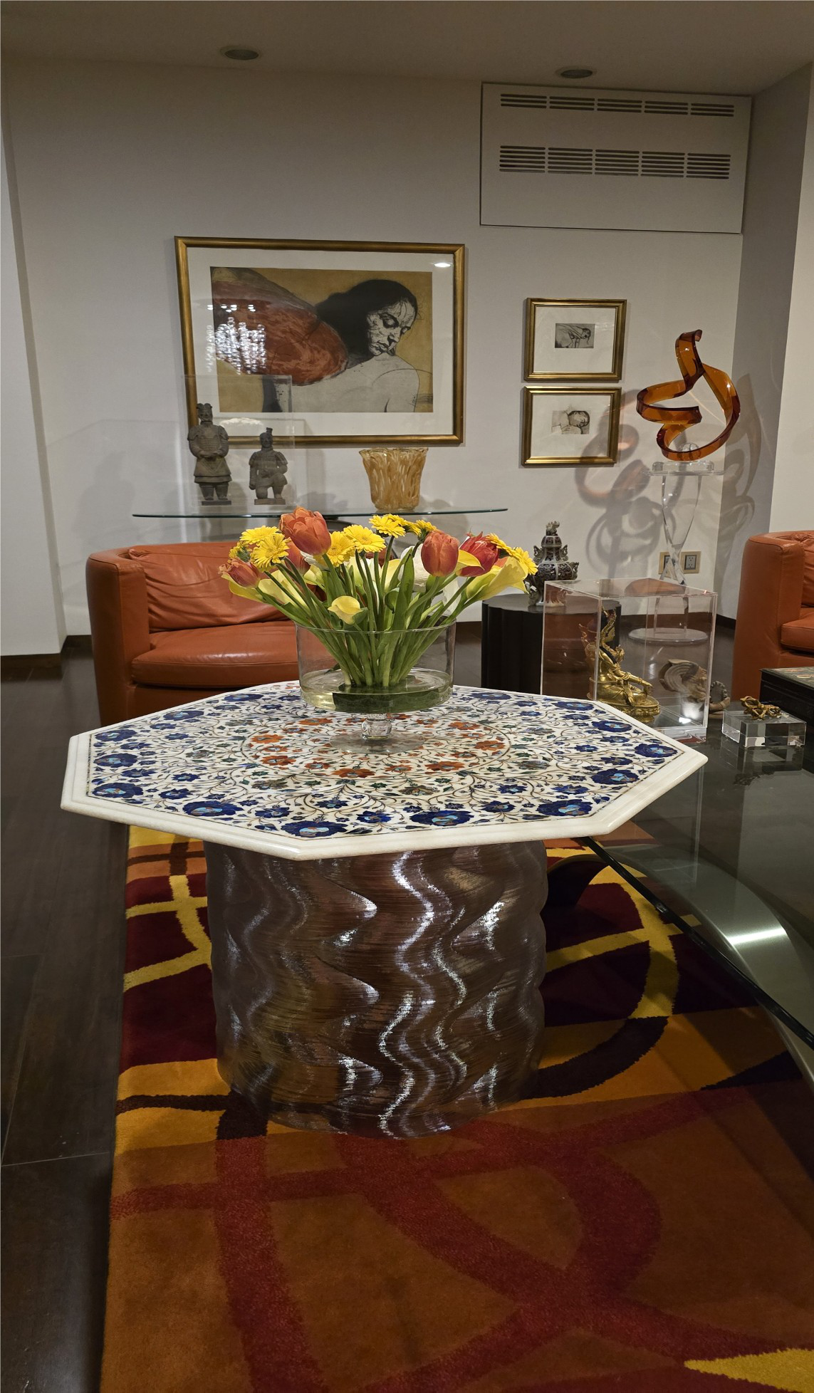Base de mesa con patrón impreso en 3D